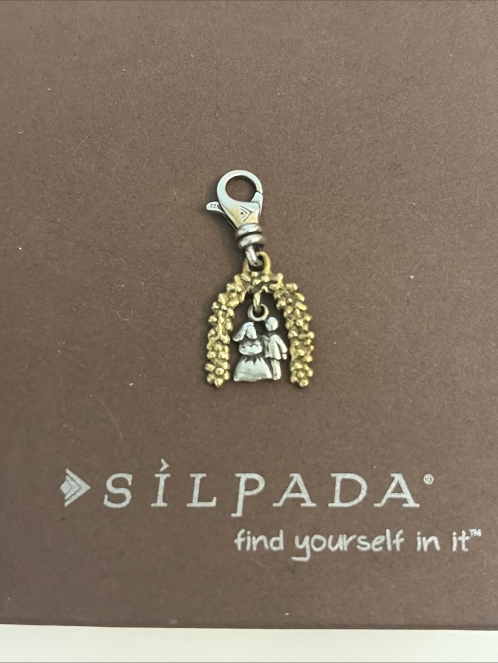 Silpada Sterling Silver Two-Tone Gold and Silver Wedding Couple Bracelet Charm